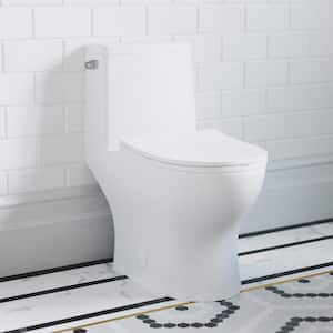 Ivy 1-Piece 1.28 GPF Single Flush Elongated Toilet in White Glossy