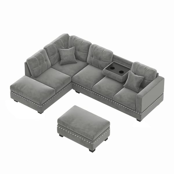105 91 In Velvet Reversible Sectional, Max Home Sofa Chaise