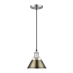 Orwell 100-Watt 1-Light Pewter and Aged Brass Mini Pendant Light