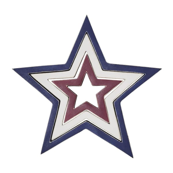 VHC BRANDS Red White and Blue 4th of July Wooden Nested Stars (3-Pieces)