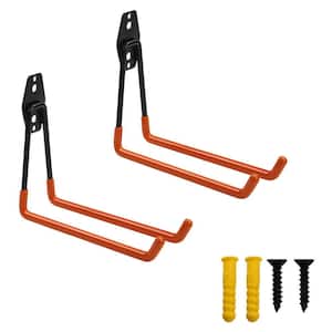 7-1/5 in. x 6-1/5 in. Orange Steel Wall Mount Heavy-Duty Tool Storage Double Utility Garage Hooks (2-Pack)