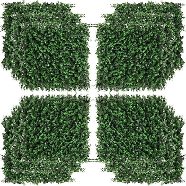 12 Pcs 20 in. x 20 in. Green Artificial Boxwood Hedge Panel, Greenery Backdrop Panels Wall, Privacy Hedge Panel Screen