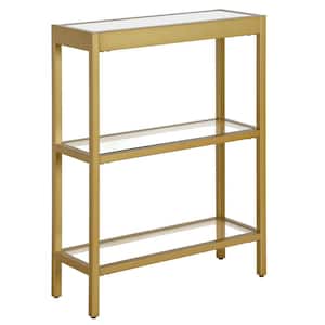 Alexis 22 in. Brass Rectangle Glass Console Table