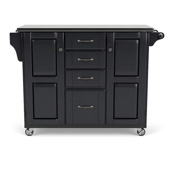 HOMESTYLES Create-a-Cart Black Kitchen Cart with Stainless Top