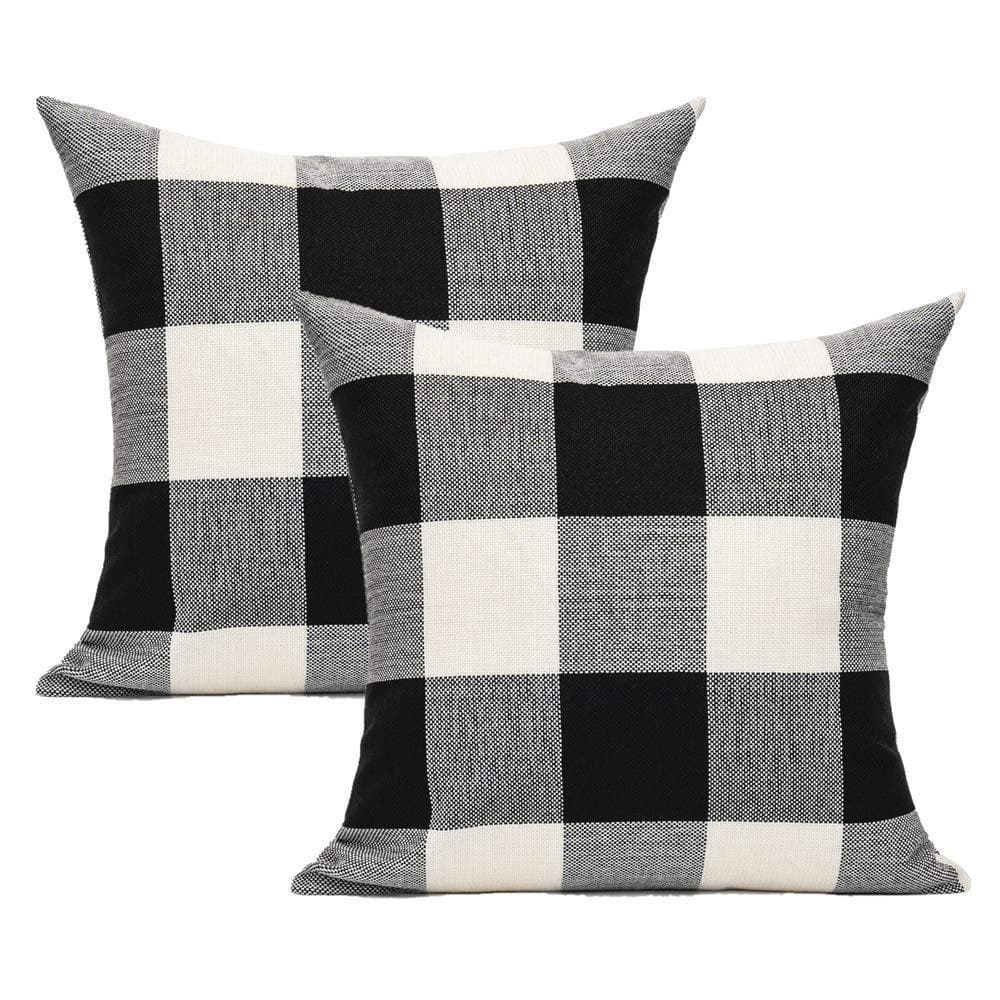 Set of 2 18 in. x 18 in. Black White Boho Farmhouse Outdoor Throw Pillow Covers, Decorative Cushion Cases for Patio price history on PriceWatchPro