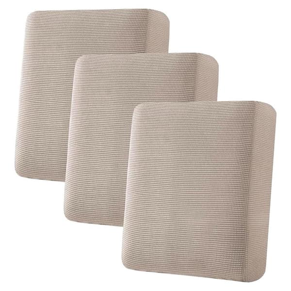 3-Piece Polyester Sofa Covers, Thick Jacquard Twill Fabric Couch Slipcovers for Living Room, Bedroom and Office, Sand