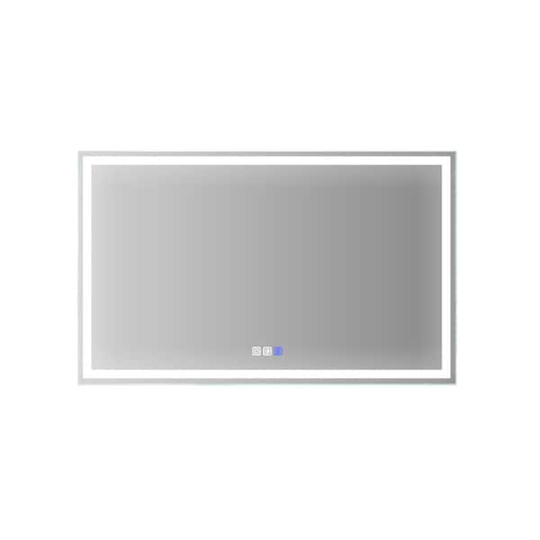 ES-DIY 36 in. W x 60 in. H Rectangular Frameless Dimmable Anti-Fog LED Light Wall Bathroom Vanity Mirror in Silver