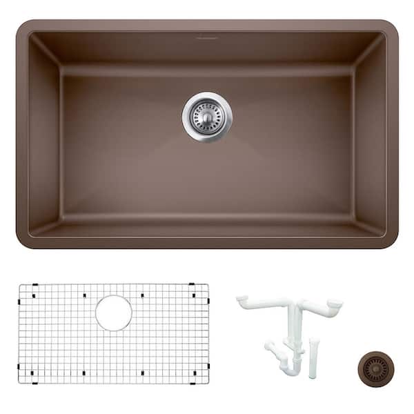 Blanco Precis 32 in. Undermount Single Bowl Cafe Granite Composite Kitchen Sink Kit with Accessories