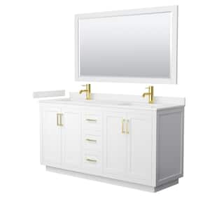 Miranda 66 in. W x 22 in. D x 33.75 in. H Double Bath Vanity in White with White Qt. Top and 58 in. Mirror