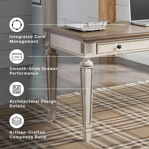 Signature DESIGN BY ASHLEY Realyn 60 in. Rectangular White/Brown 2
