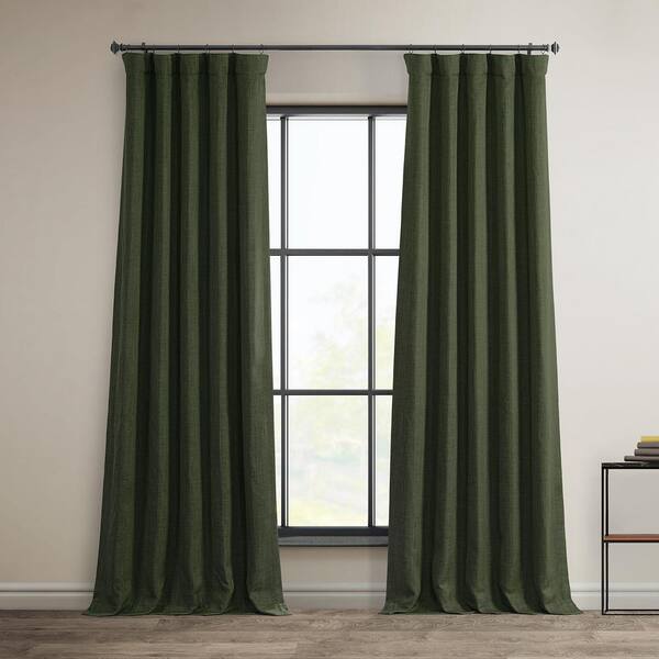 Exclusive Fabrics & Furnishings Tuscany Green Solid Rod Pocket Room Darkening Curtain - 50 in. W x 96 in. L (1 Panel)