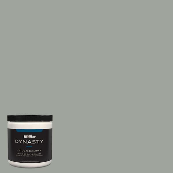 BEHR DYNASTY 8 oz. #710F-4 Sage Gray One-Coat Hide Satin Enamel Stain-Blocking Interior/Exterior Paint & Primer Sample