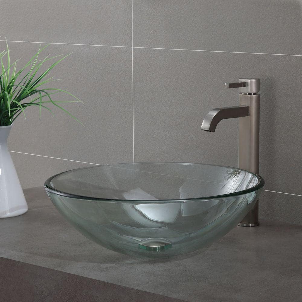 Satin Nickel Modern Single Hole Vessel Faucet