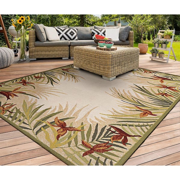 Covington Tropic Gardens Sand Multi 4 ft. x 6 ft. Indoor/Outdoor Area Rug