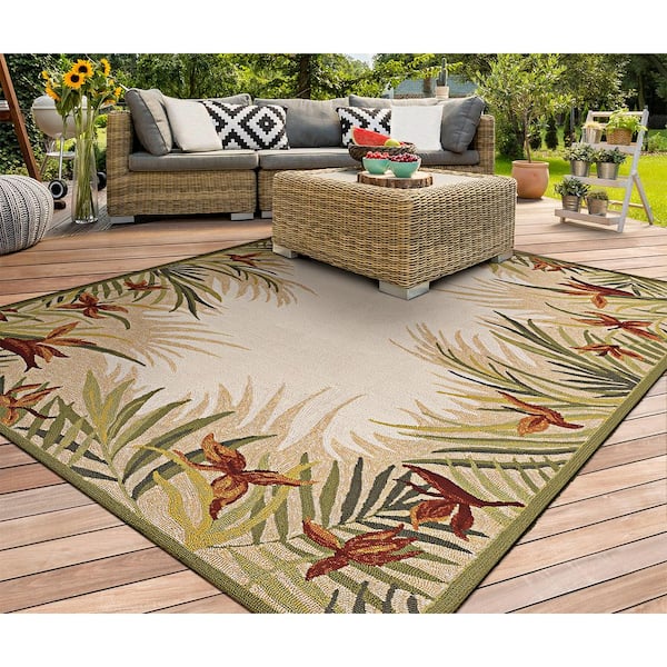 Couristan Ington Tropic Gardens Sand Multi 8 Ft X Round Indoor Outdoor Area Rug 21291021710710n The