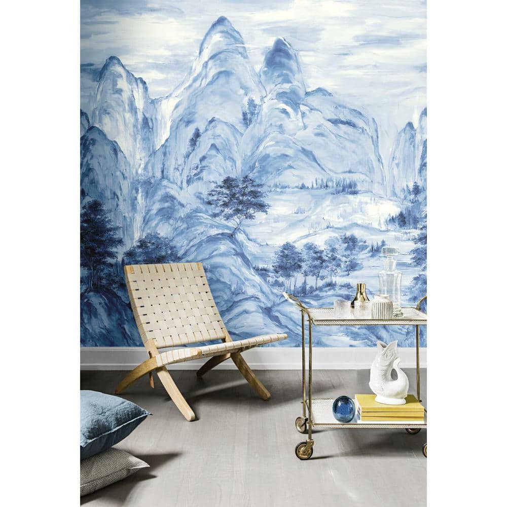 Misty Mountain Blue 3-Panel Washable Wall Mural