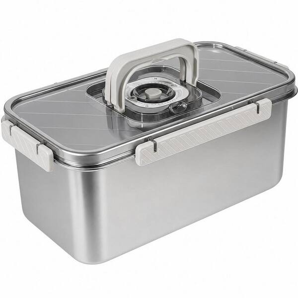 1-Piece 304 Stainless Steel Bread Container, Dishwasher Safe, Time Recording Bread Box with Airtight Lid and Handle