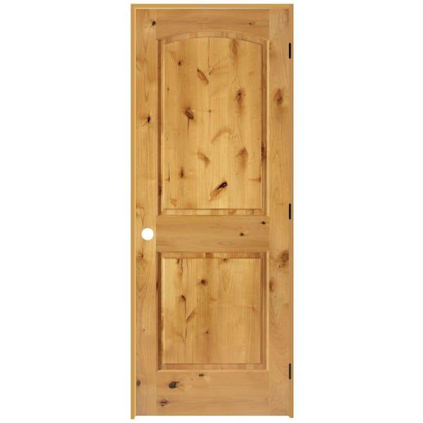 Steves & Sons 30 in. x 80 in. 2-Panel Round Top Solid Core Unfinished Knotty Alder Single Prehung Interior Door