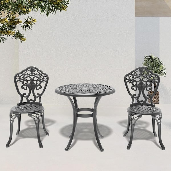 Willit Elegant 3-Piece Cast Aluminum Round Outdoor Dining Set