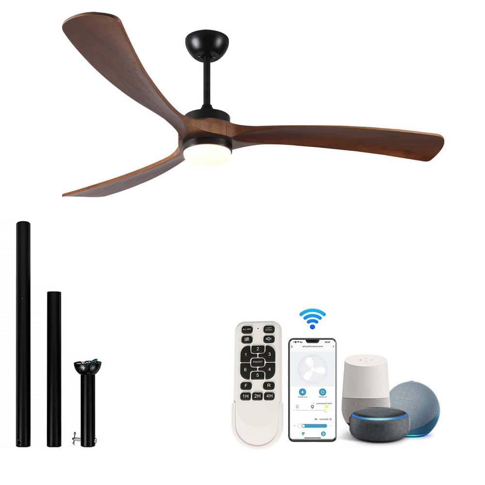 72 in. 3-Light Indoor Solid Wood Leaf Quiet Ceiling Fan with Remote Control 2-Way Rotation 6-Speed Brown price history on PriceWatchPro