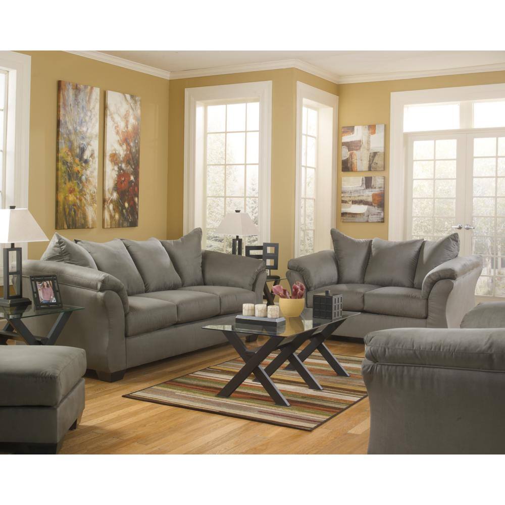 Contemporary Darcy 31" Gray Microfiber Ottoman