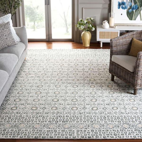 Micro Loop 8 ft. x 10 ft. Ivory/Gray Geometric Area Rug