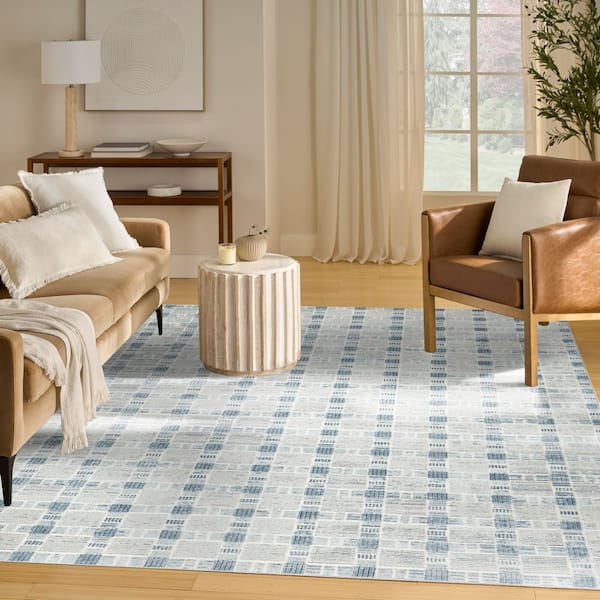 Nordic Blue 8 ft. x 10 ft. Geometric Contemporary Area Rug
