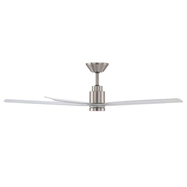 Smooth 5-56 in. Smart Indoor/Outdoor Brushed Nickel/Silver Ceiling Fan Selectable CCT Integrated LED with Remote