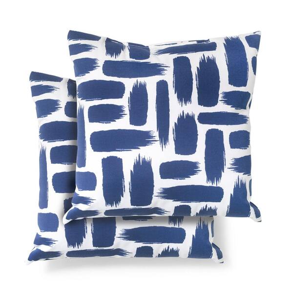 Cushion Cover Navy Blue White Stripe Paisley Pattern Hampton Nautical Coastal 40 