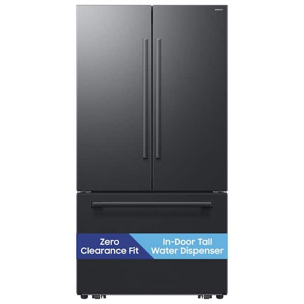 29 cu. ft. Standrad Depth 3-Door French Door Refrigerator in Matte Black Steel with Zero clearance fit