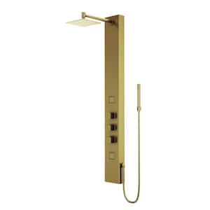 Rector 55 in. H x 6 in. W 2-Jet Shower Panel System with Square Head and Hand Shower Wand in Matte Brushed Gold