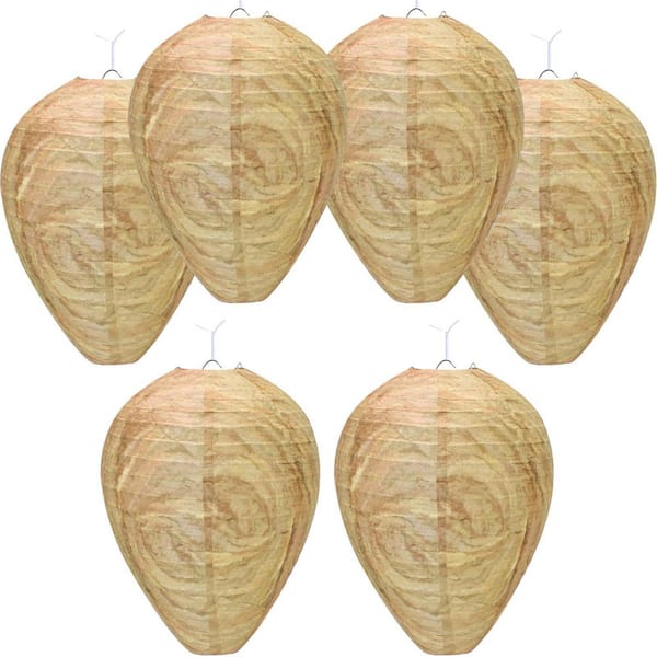 Outdoor Wasp Decoy Trap with Durable Paper Material Easy Setup Reusable for Home Garden 6-Pack