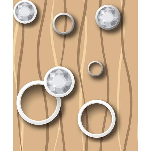 Dundee Deco Falkirk Ophia Circle, Crystal Grey, Mustard Yellow Vinyl Peelable Roll (Covers 57 sq. ft.)