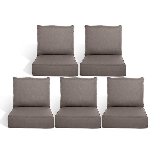 Duraolex 22 in. W x 24 in. D x 6 in. Thick 10-Piece Deep Seating Outdoor Lounge Chair Olefin Cushion, Gray