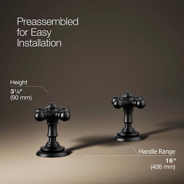 KOHLER Artifacts Cross Bathroom Sink Faucet Handles in Matte Black