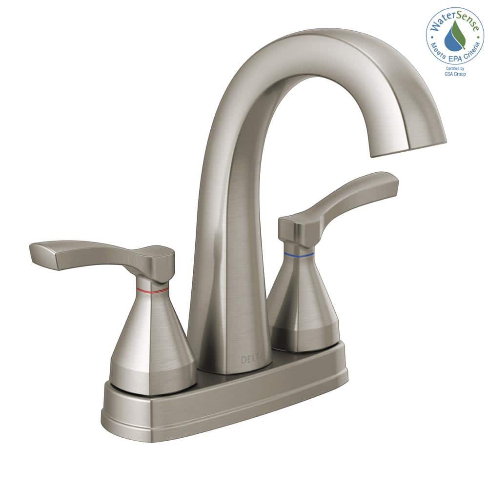 Stainless Steel Centerset Bathroom Faucet with Lever Handles