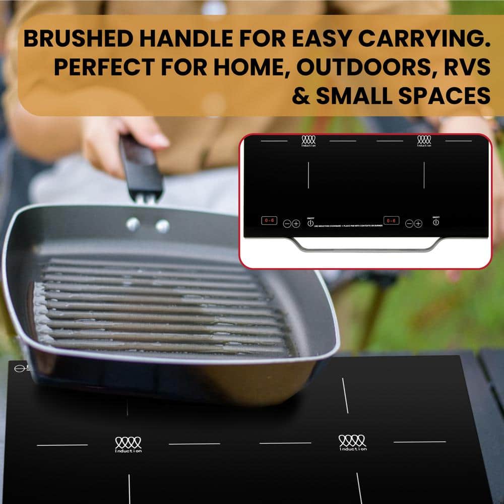 Black and Stainless Dual Burner Portable Induction Cooktop with Touch Control