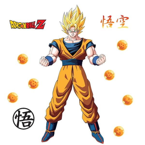 11-Piece 17.25 in. x 36.5 in. Dragon Ball Z Goku Character Yellow Wall Decals