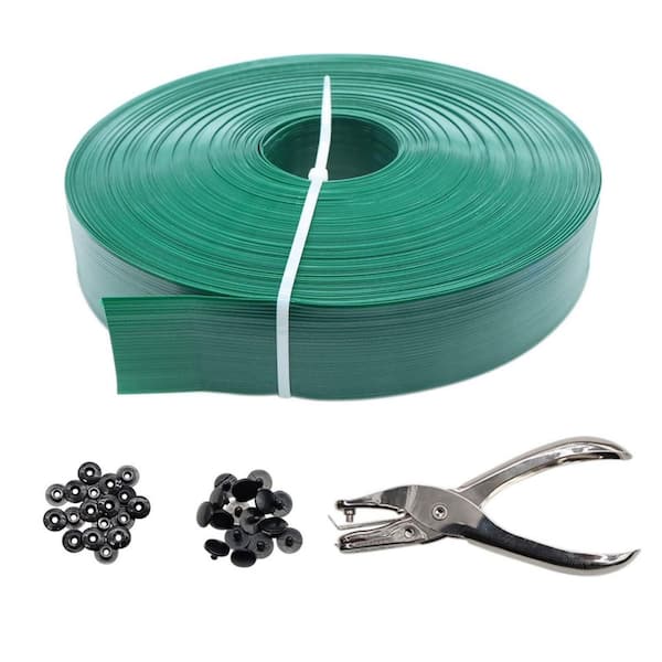 246 ft. x 0.15 ft. Vinyl Chain Link Fence Privacy Tape with Button and Puncher, Chain Link Fence Slats, Green