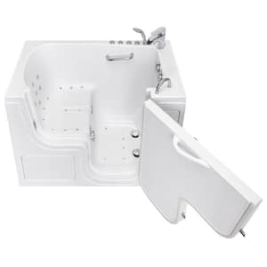 Wheelchair Transfer30 52 in. Acrylic Walk-In Whirlpool and Air Bath Bathtub in White, Fast Fill Faucet, Right Dual Drain