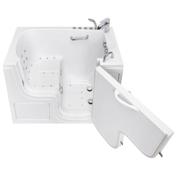 Ella Wheelchair Transfer30 52 in. Acrylic Walk-In Whirlpool and Air Bath Bathtub in White, Fast Fill Faucet, Right Dual Drain