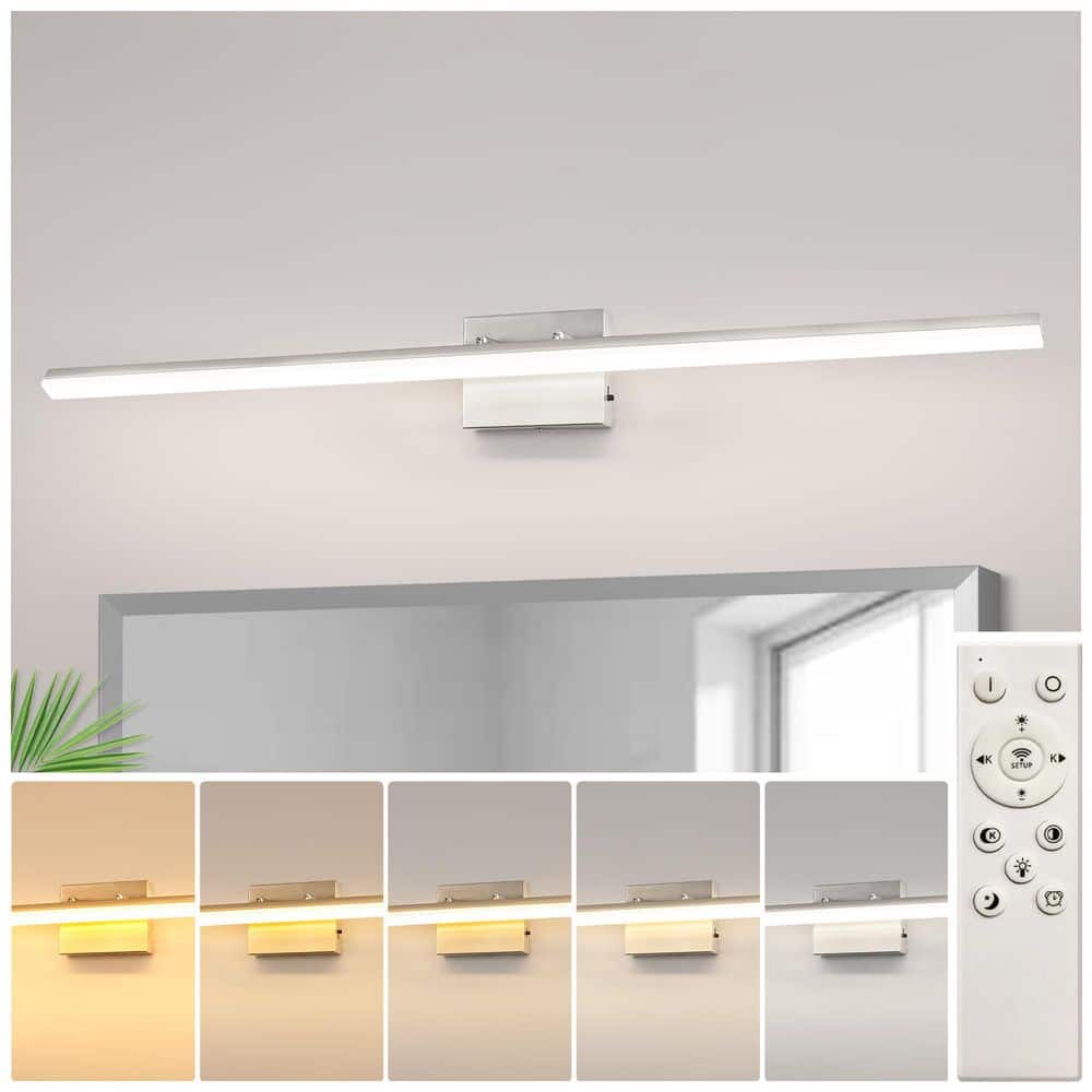 36-Watt 1-Light Dimmable Nickel Integrated LED Vanity Light, 48 in. Bathroom Wall Sconce Adjustable Light Bar price history on PriceWatchPro