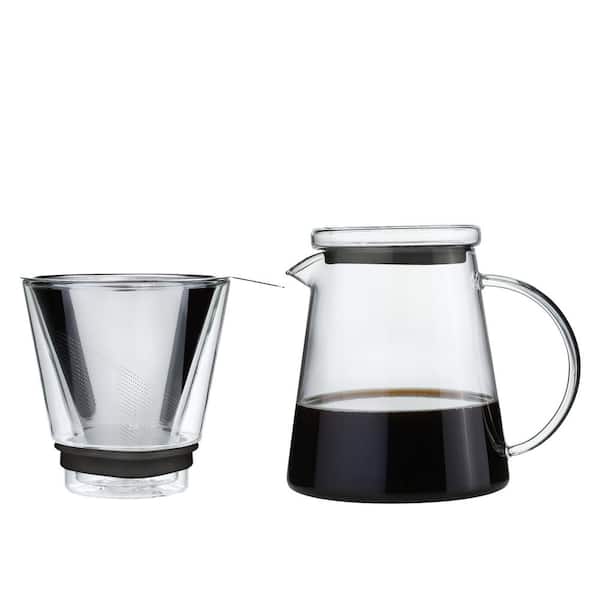 400ml Pour Over Coffee Maker, Glass Pour Over Coffee Maker with Double  layer Stainless Steel Filter V Spout Wooden Sleeve Coffee Brewer for Home  Cafe