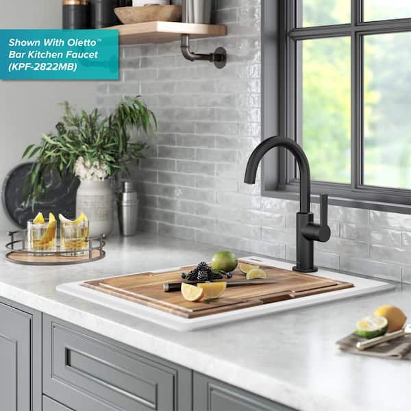 KRAUS Bellucci White Granite Composite 18 in. 1-Hole Drop-in