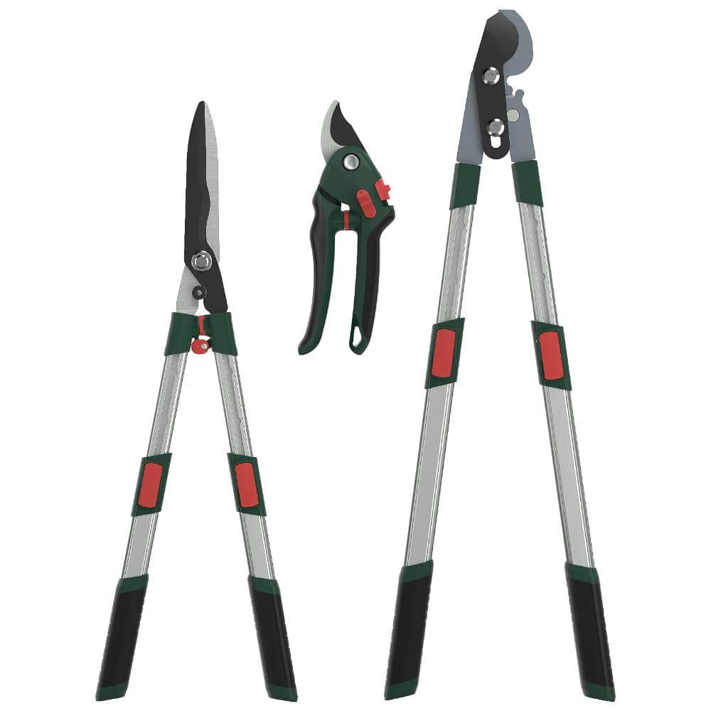 【26 - 38 in.】3-Piece Telescopic Garden Tool Set with Bypass Loppers Hedge Shears and Pruning Shears, Orange/Black price history on PriceWatchPro