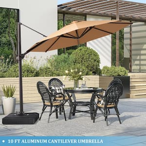 10 ft. x 10 ft. Patio Cantilever Umbrella, Heavy-Duty Frame Umbrella in Tan