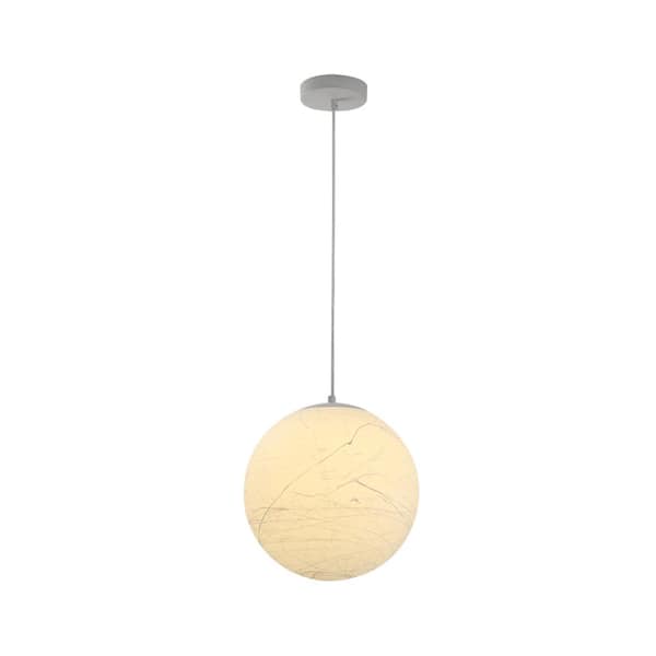 UMEILUCE  1 Light White Globe Pendant Light with Acrylic Shade, Dia 11.8"