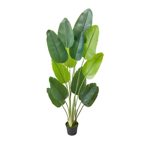 6 ft. Artificial Bird of Paradise Tree with White Pot and 13 Trunks Faux Silk Plant for Indoor Outdoor Home Decor
