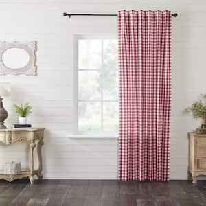 Annie Buffalo Check 50 in W x 96 in L Farmhouse Light Filtering Rod Pocket Window Panel in Red White