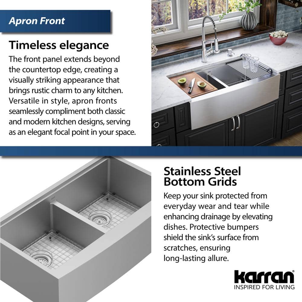 Elite 36'' Double Bowl Stainless Steel Farmhouse Sink